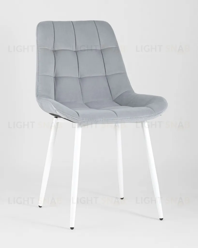 Стул Флекс велюр светло-серый белые ножки УТ000025208