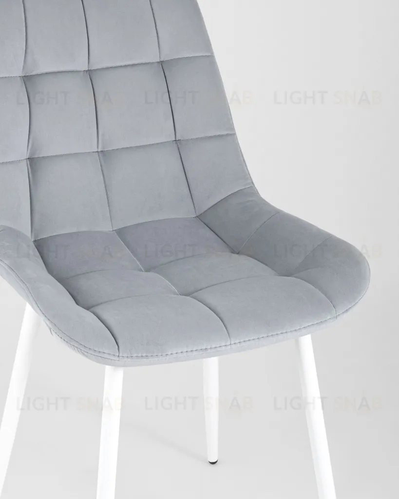 Стул Флекс велюр светло-серый белые ножки УТ000025208