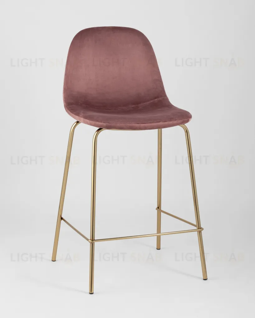 Стул полубарный Валенсия велюр розовый золотые ножки УТ000004429