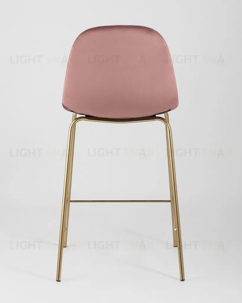Стул полубарный Валенсия велюр розовый золотые ножки УТ000004429