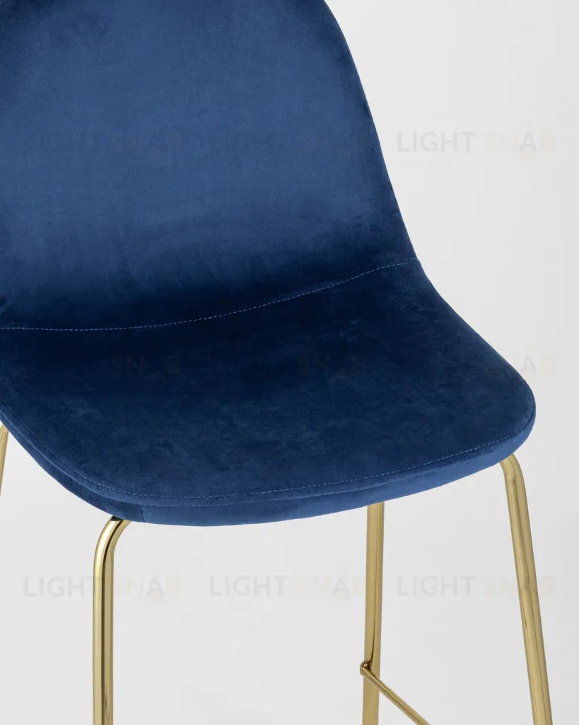 Стул полубарный Валенсия велюр синий золотые ножки УТ000004426
