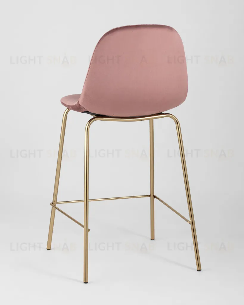 Стул полубарный Валенсия велюр розовый золотые ножки УТ000004429