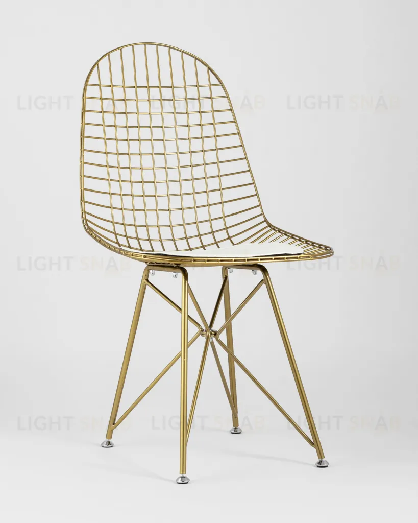 Стул обеденный Eiffel золотой с белой подушкой УТ000004228