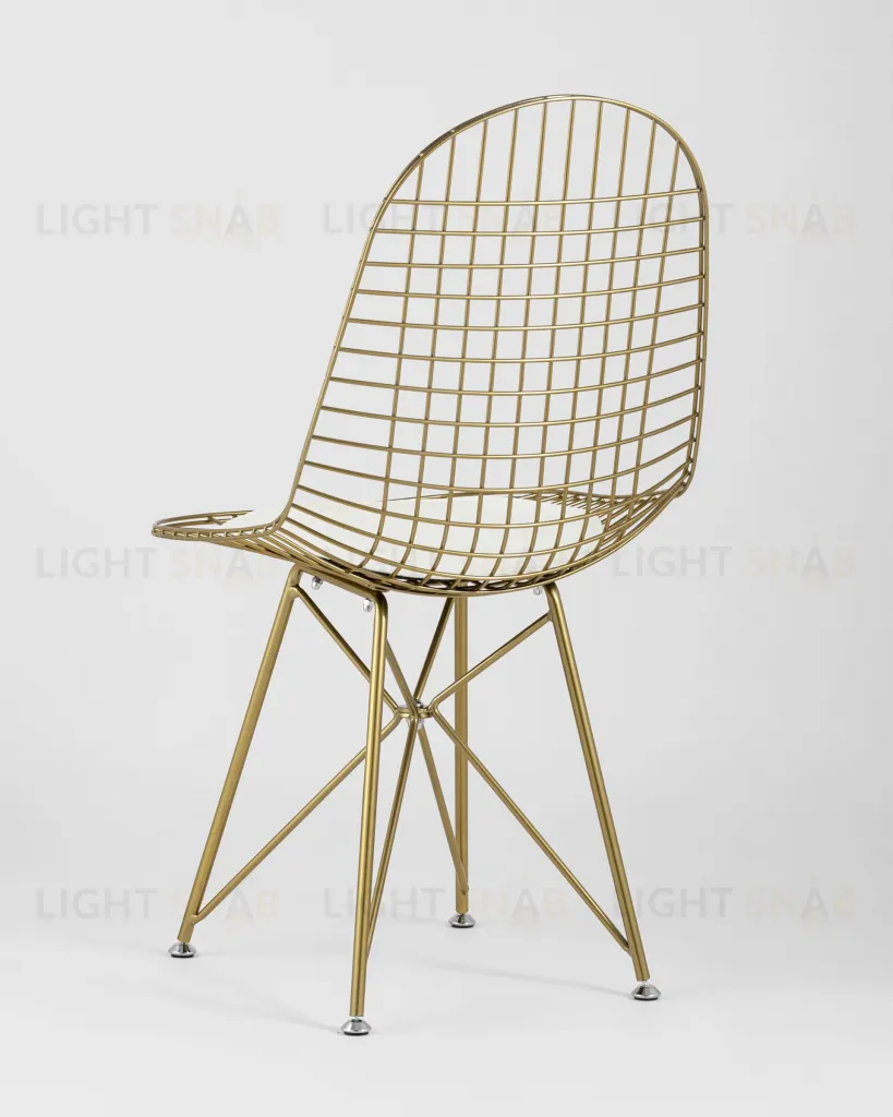 Стул обеденный Eiffel золотой с белой подушкой УТ000004228