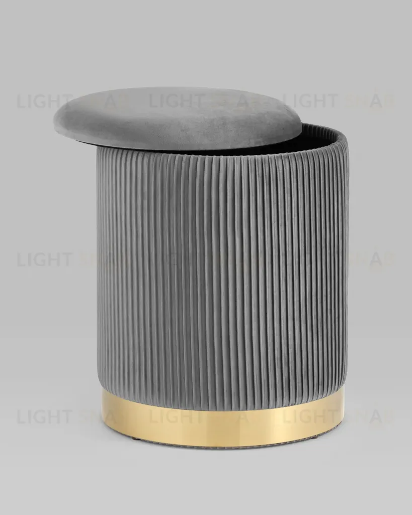 Пуф Шарлотта с ящиком велюр серый УТ000025559