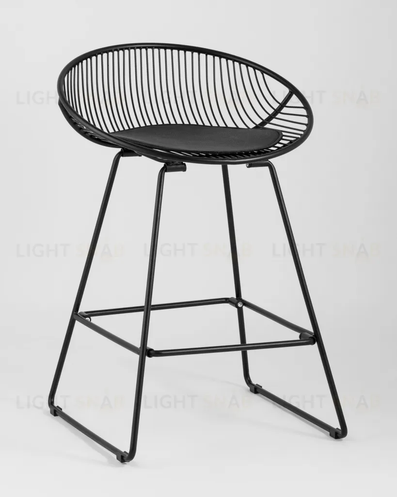 Стул полубарный UFO черный с черной подушкой УТ000004225
