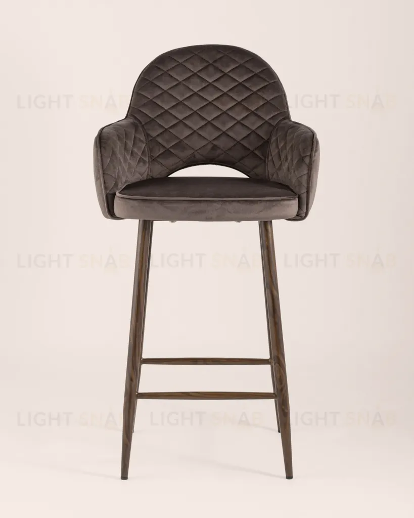 Стул полубарный Венера диамант велюр коричневый УТ000004924