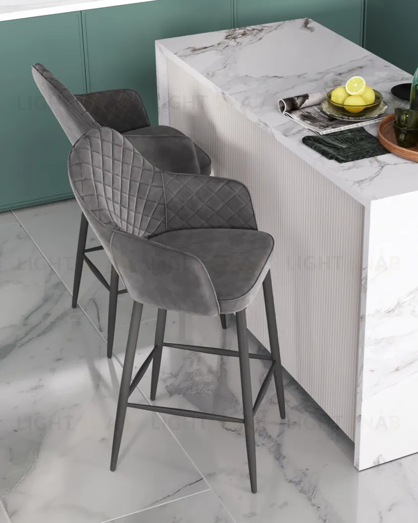 Стул полубарный Венера диамант велюр серый УТ000004925