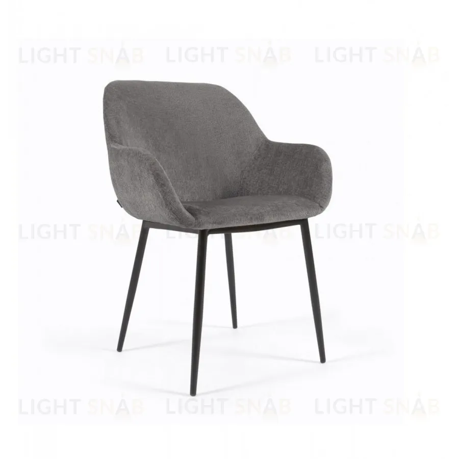 Стул Konna темно-серый из мягкой синели с черными ножками 110277