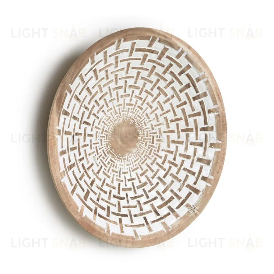 Настенная панель Melisa из массива альбиции с белыми полосами Ø 30 см 102092