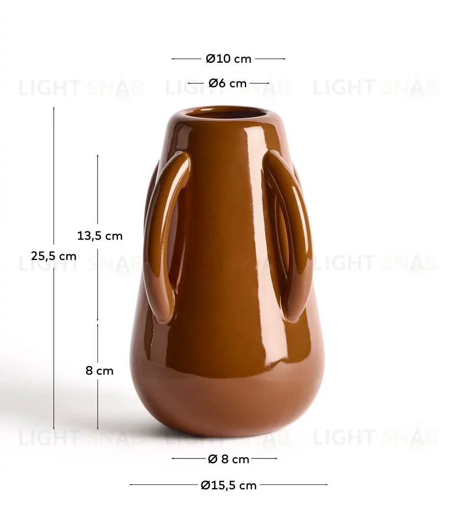 Ваза Odra из коричневой керамики с глянцевой отделкой, 25,5 см 482431