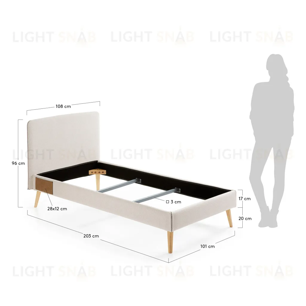 Кровать Lydia 90х190 бежевая 052258