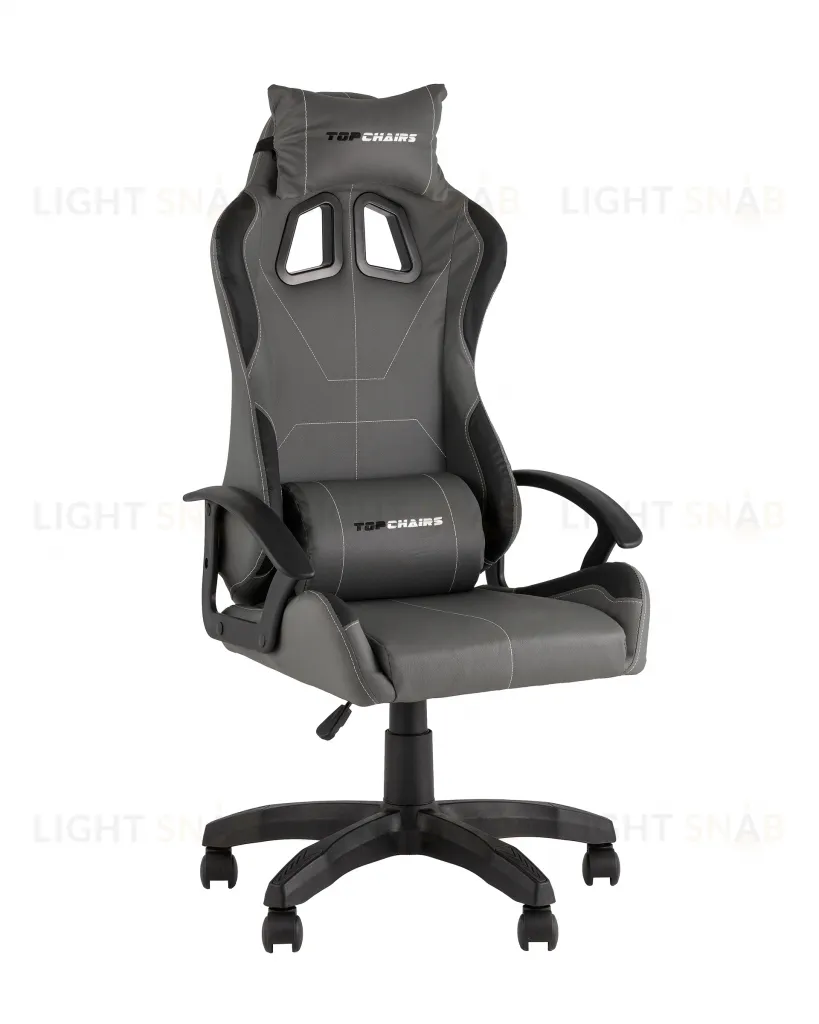 Кресло спортивное TopChairs Wyvern серо-черный УТ000039485