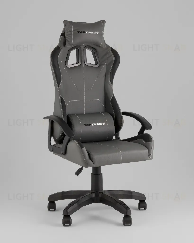 Кресло спортивное TopChairs Wyvern серо-черный УТ000039485