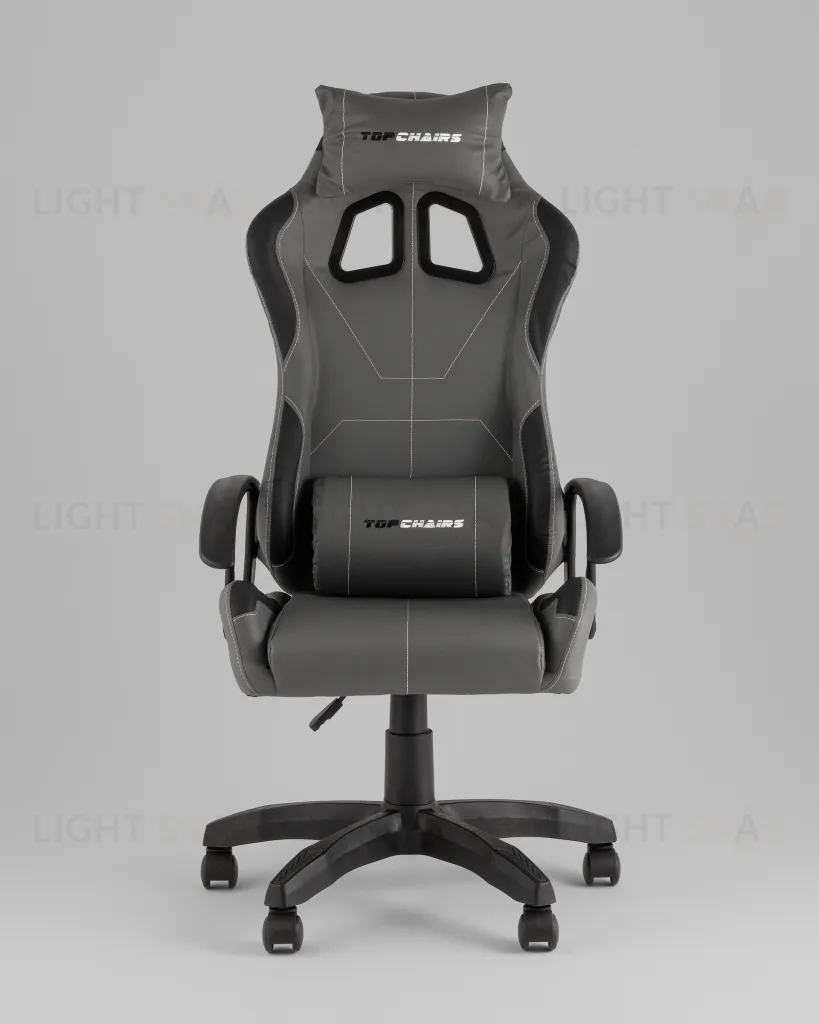 Кресло спортивное TopChairs Wyvern серо-черный УТ000039485