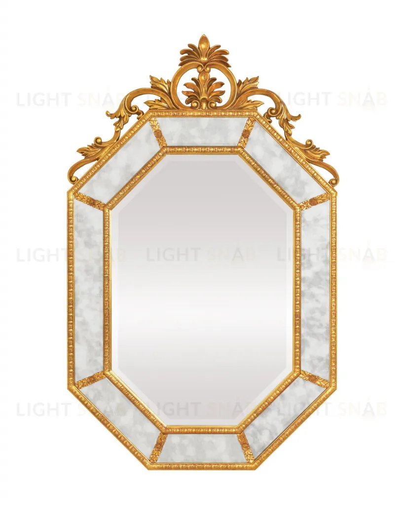 Золотое настенное зеркало "Лидс" LHDWM126ZYH-AG