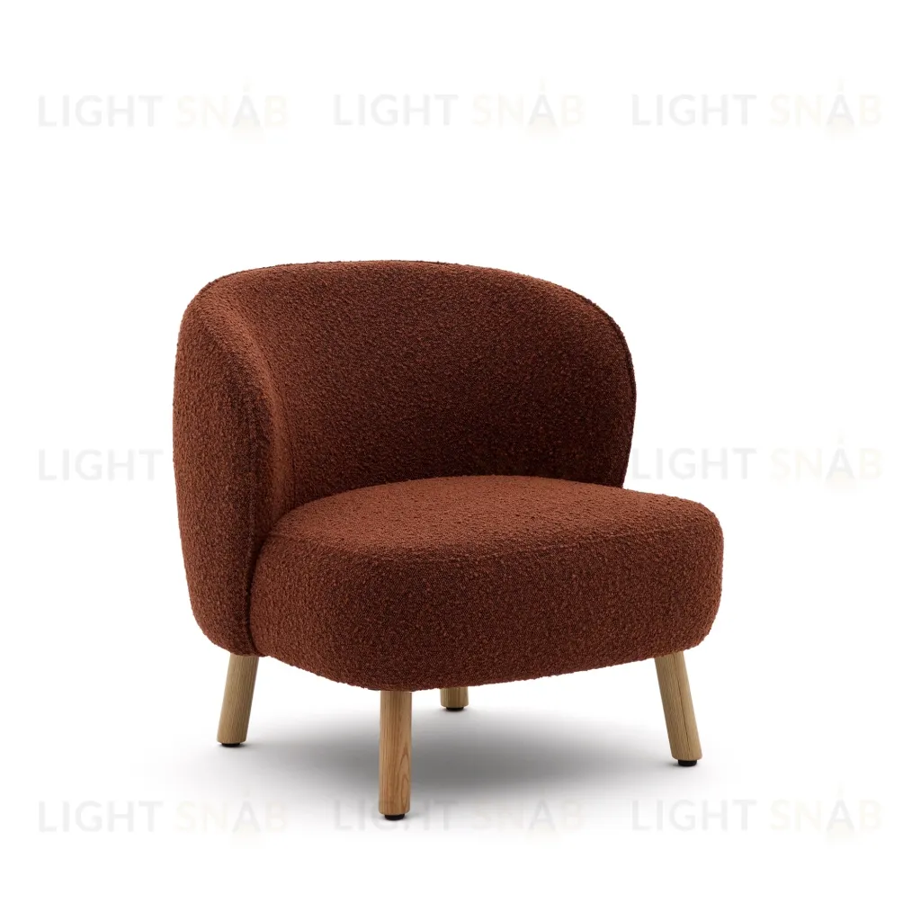 Кресло Ulit из терракотового букле с ножками из бука в натуральной отделке 219335
