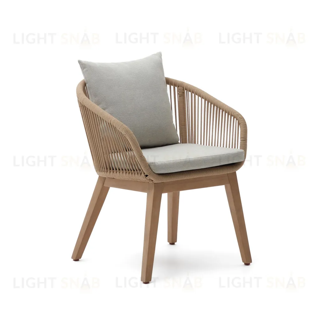 Portalo Стул из бежевого шнура с ножками из массива акации 158033
