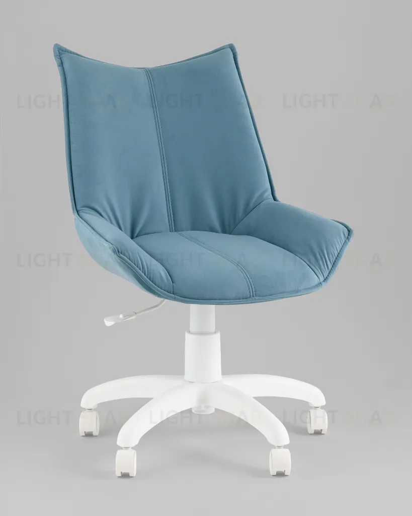 Кресло офисное Осло велюр пыльно-синий, пластик белый УТ000043350