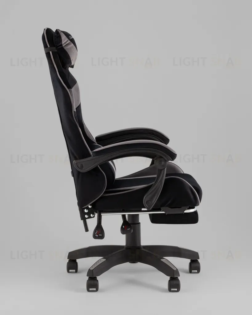Кресло спортивное TopChairs MG-7019 велюр черно-серый УТ000042696