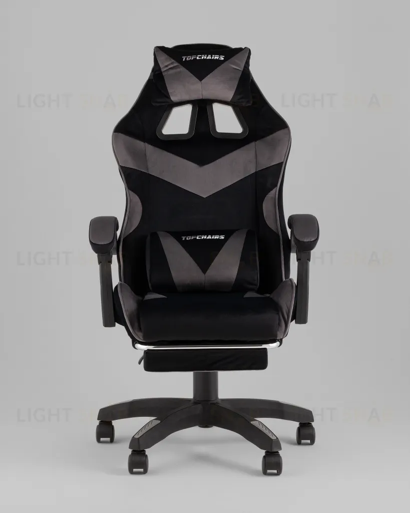 Кресло спортивное TopChairs MG-7019 велюр черно-серый УТ000042696