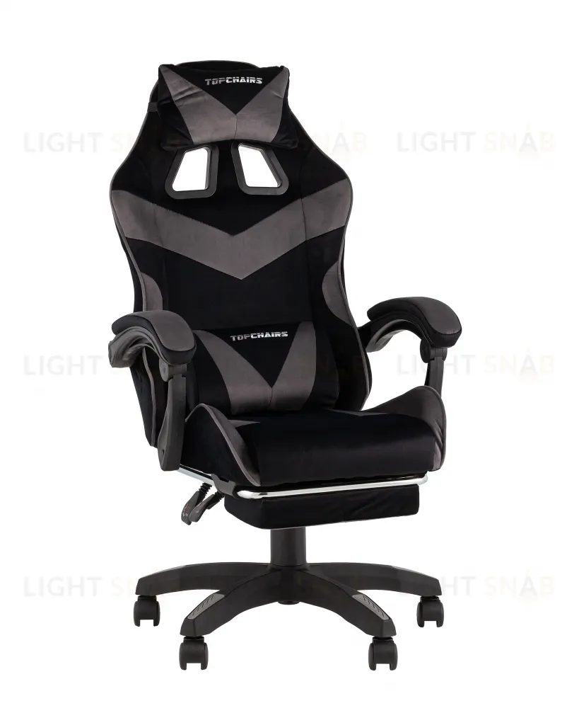 Кресло спортивное TopChairs MG-7019 велюр черно-серый УТ000042696