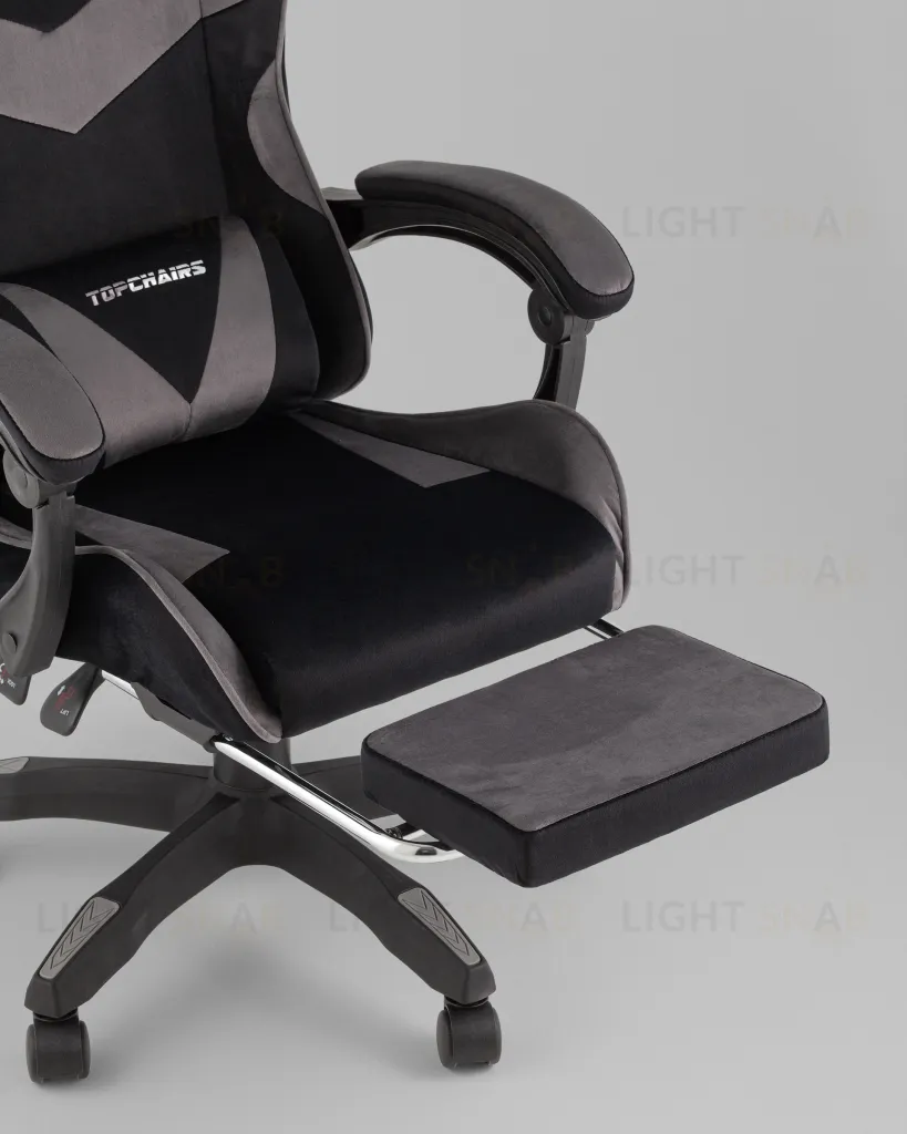 Кресло спортивное TopChairs MG-7019 велюр черно-серый УТ000042696