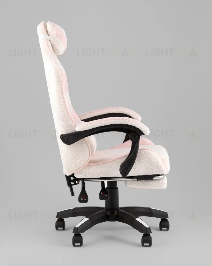 Кресло спортивное TopChairs MG-7019 букле бело-розовый УТ000042694