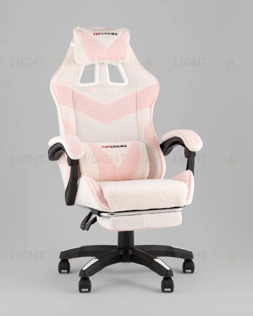 Кресло спортивное TopChairs MG-7019 букле бело-розовый УТ000042694