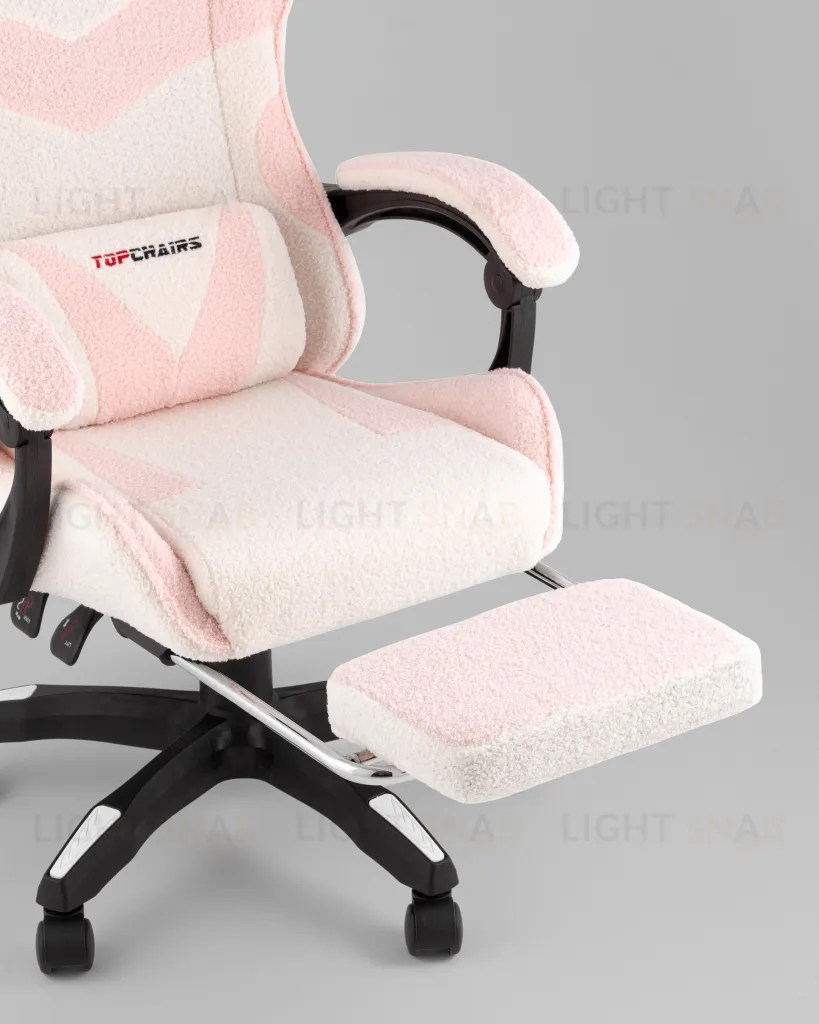 Кресло спортивное TopChairs MG-7019 букле бело-розовый УТ000042694