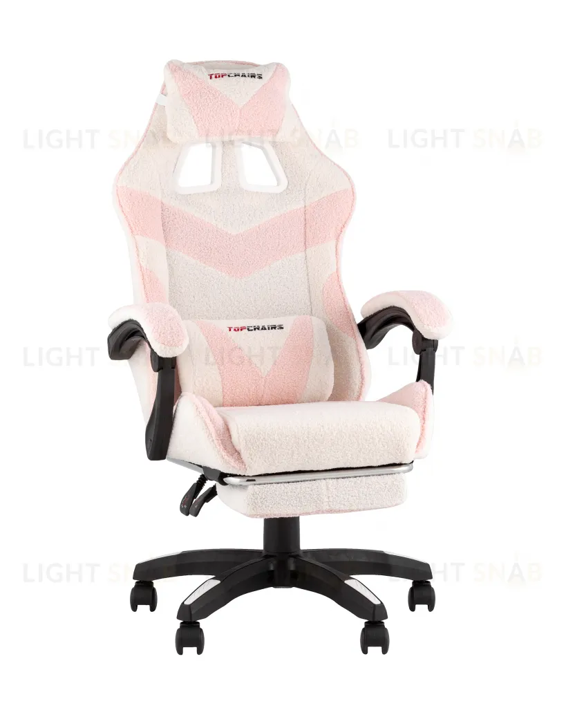 Кресло спортивное TopChairs MG-7019 букле бело-розовый УТ000042694