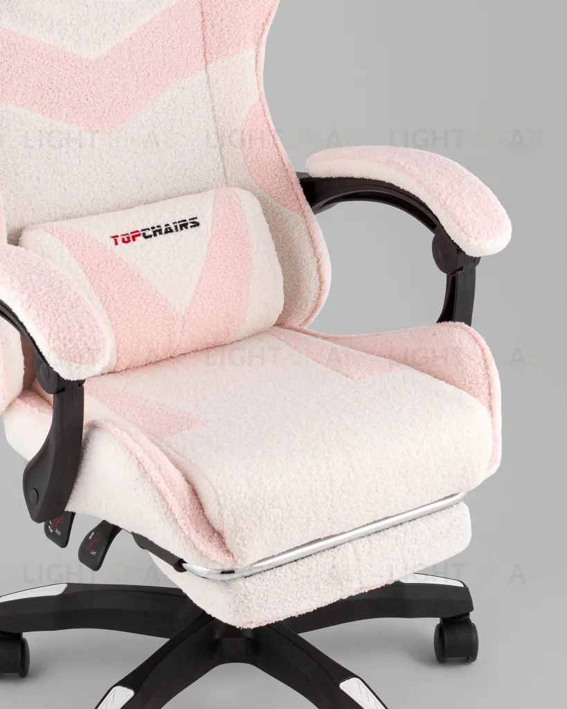 Кресло спортивное TopChairs MG-7019 букле бело-розовый УТ000042694