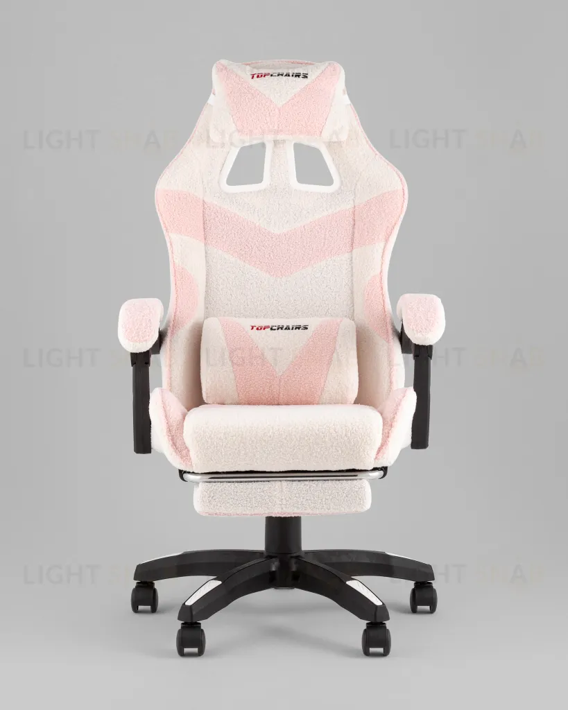 Кресло спортивное TopChairs MG-7019 букле бело-розовый УТ000042694
