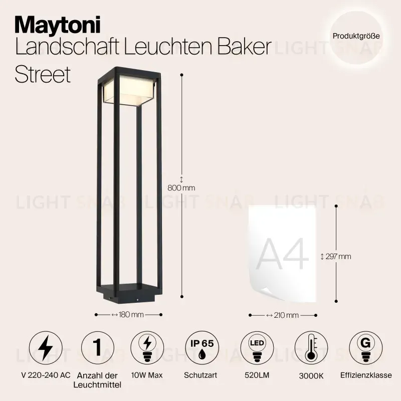Садово-парковый светильник Maytoni O021FL-L10B3K O021FL-L10B3K