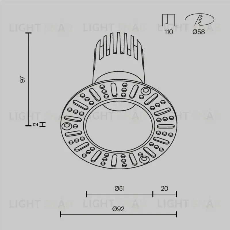 Встраиваемый светильник Maytoni DL120-10W-3K-TRS-B 