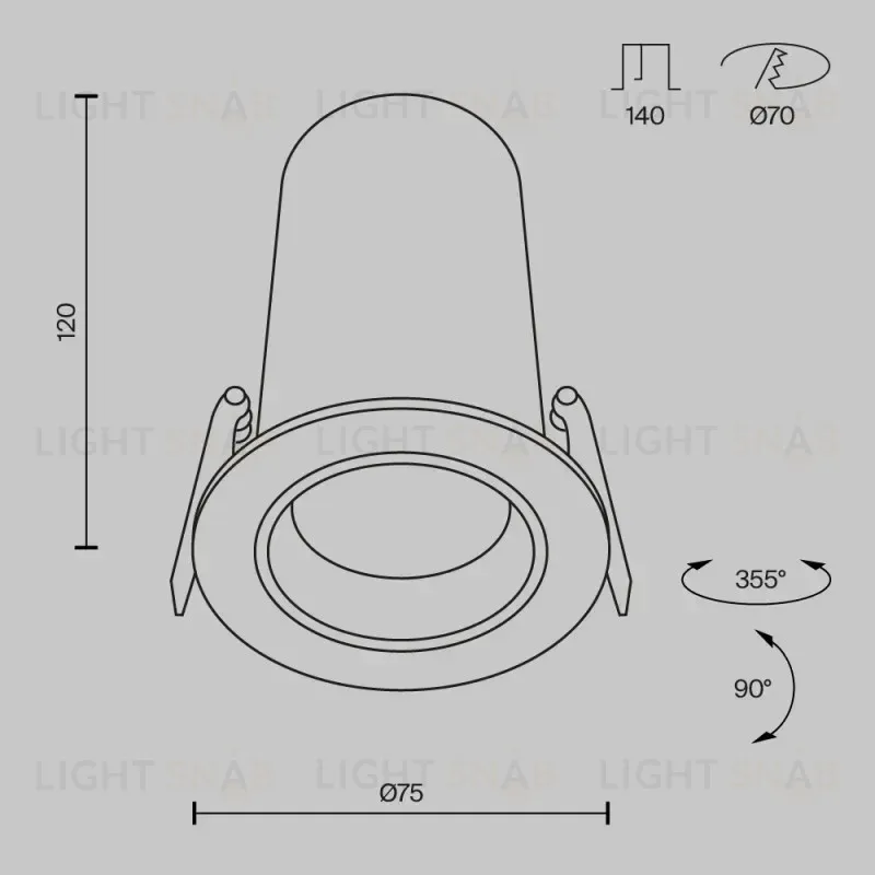Встраиваемый светильник Maytoni DL125-L12-3K-W 
