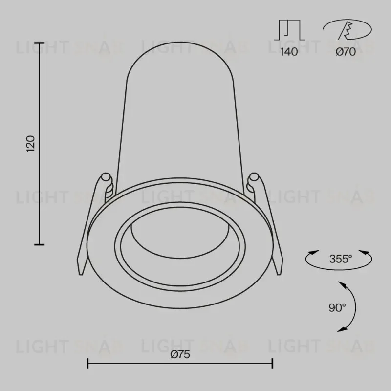 Встраиваемый светильник Maytoni DL125-L12-3K-B 