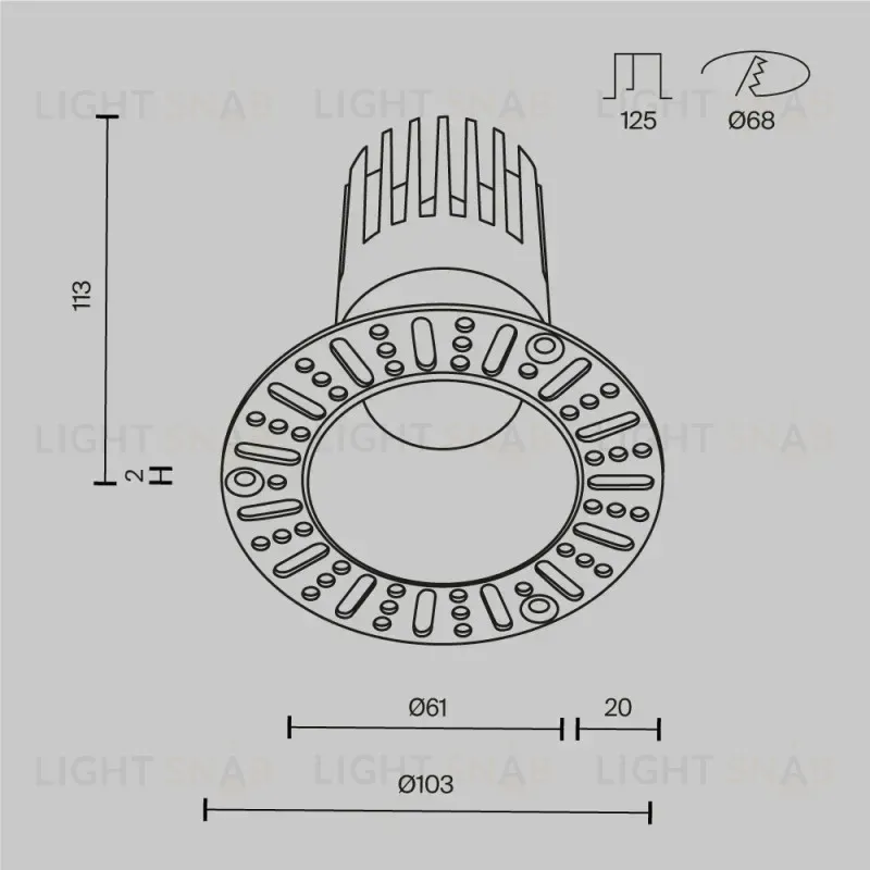 Встраиваемый светильник Maytoni DL122-15W-2.7K-TRS-B 