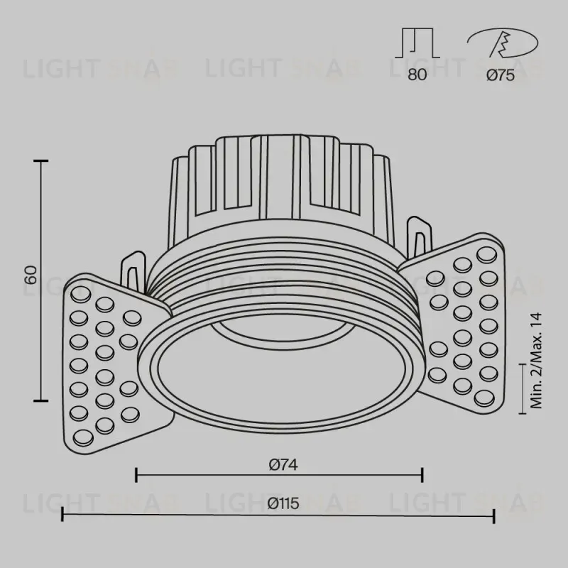 Встраиваемый светильник Maytoni DL058-12W2.7K-TRS-B 