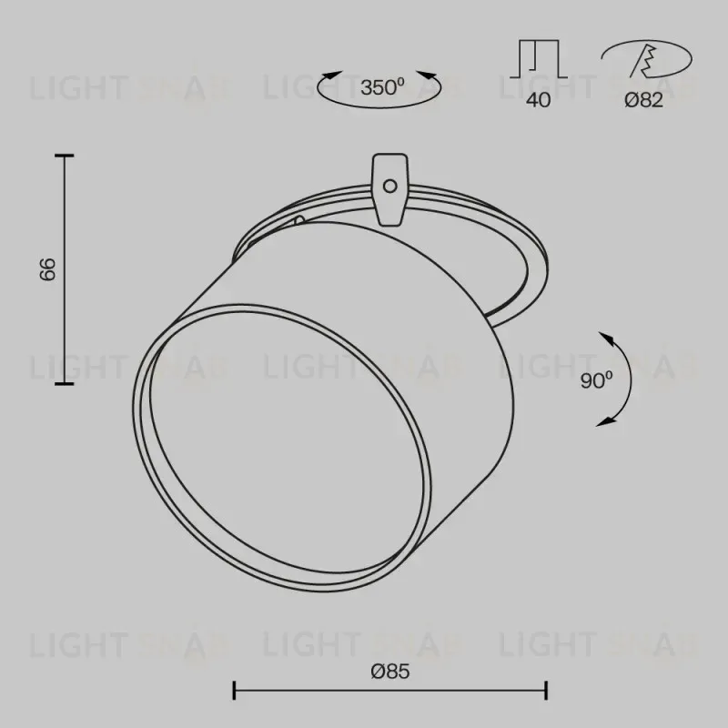 Встраиваемый светильник Maytoni DL024-12W-DTW-B 