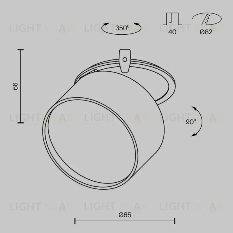 Встраиваемый светильник Maytoni DL024-12W3K-BMG DL024-12W3K-BMG