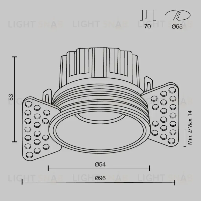 Встраиваемый светильник Maytoni DL058-7W3K-TRS-BS DL058-7W3K-TRS-BS