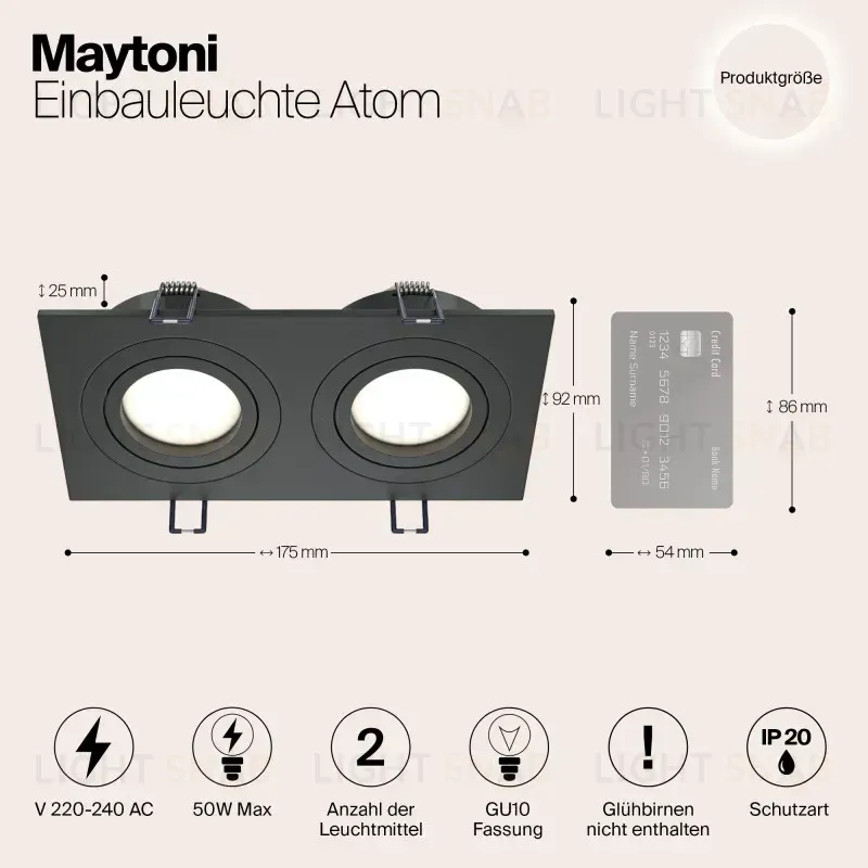 Встраиваемый светильник Maytoni DL024-2-02B DL024-2-02B