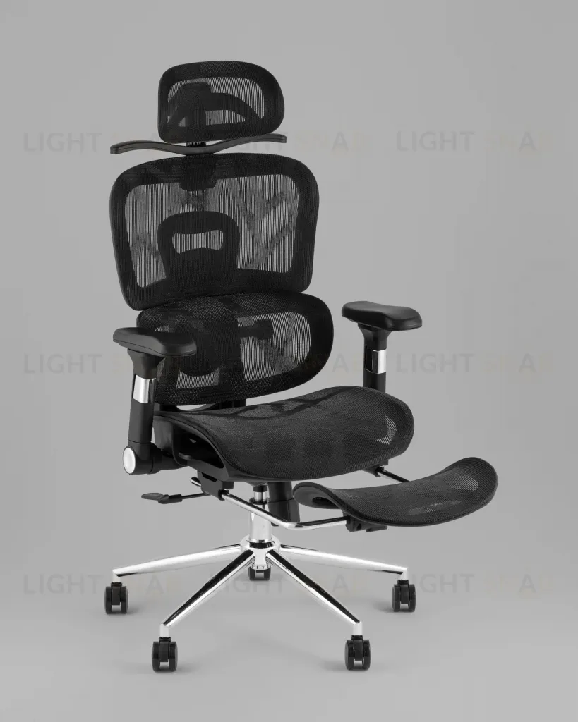 Кресло офисное TopChairs Stich с оттоманкой, черный УТ000042404