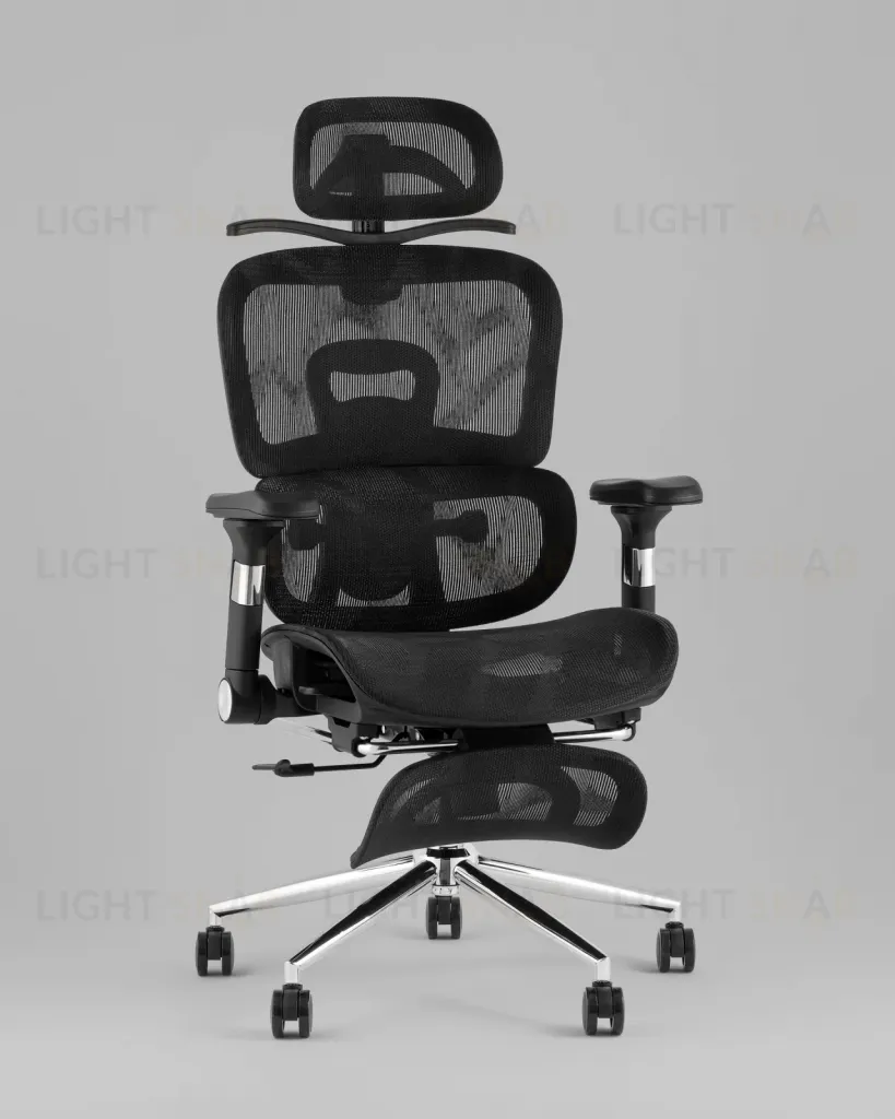 Кресло офисное TopChairs Stich с оттоманкой, черный УТ000042404