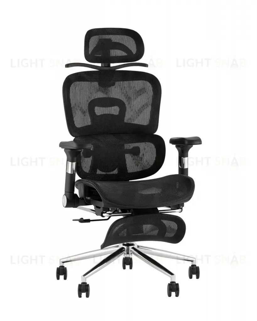 Кресло офисное TopChairs Stich с оттоманкой, черный УТ000042404