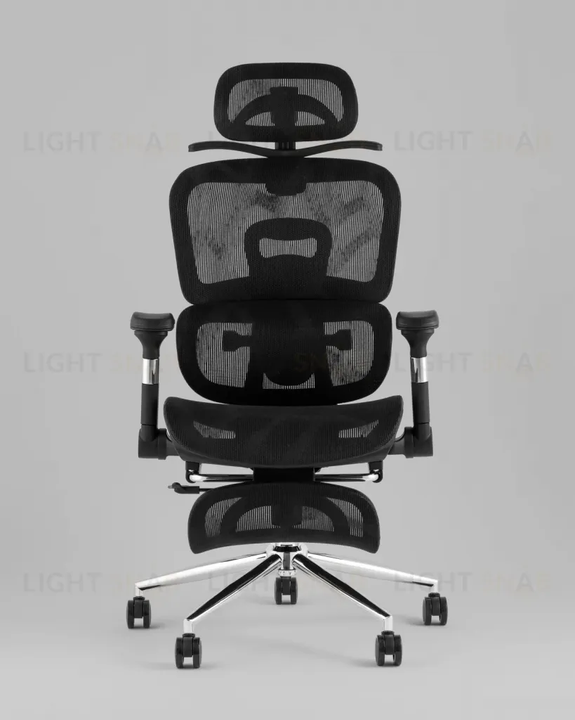 Кресло офисное TopChairs Stich с оттоманкой, черный УТ000042404