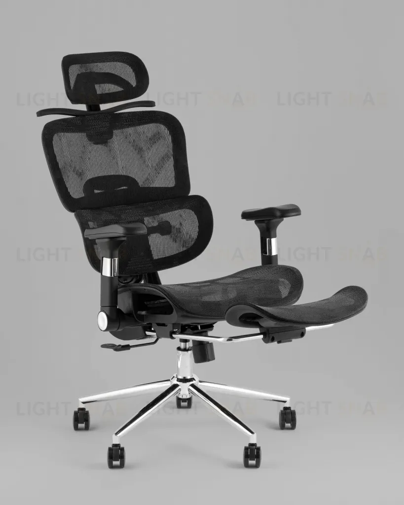 Кресло офисное TopChairs Stich с оттоманкой, черный УТ000042404