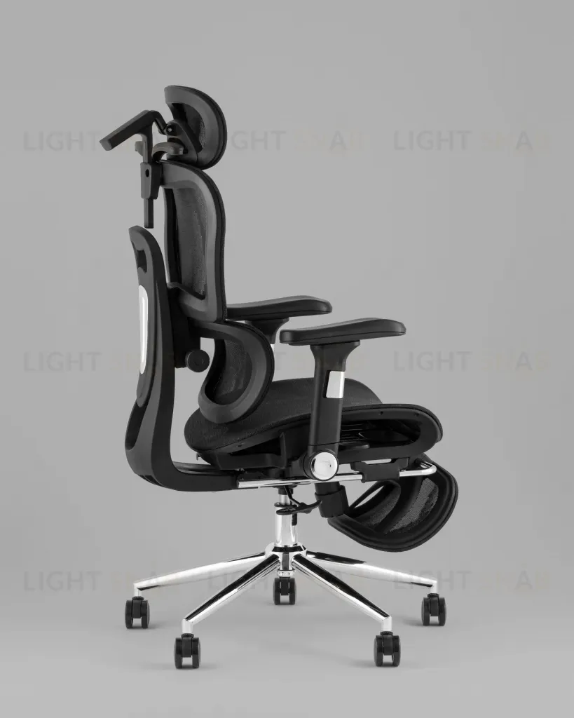 Кресло офисное TopChairs Stich с оттоманкой, черный УТ000042404