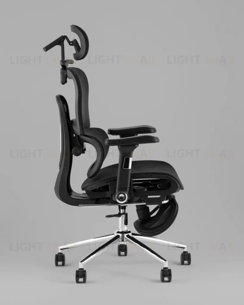 Кресло офисное TopChairs Stich с оттоманкой, черный УТ000042404